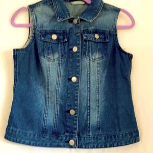 Like New Blue Denim Stonewashed Vest Size XS